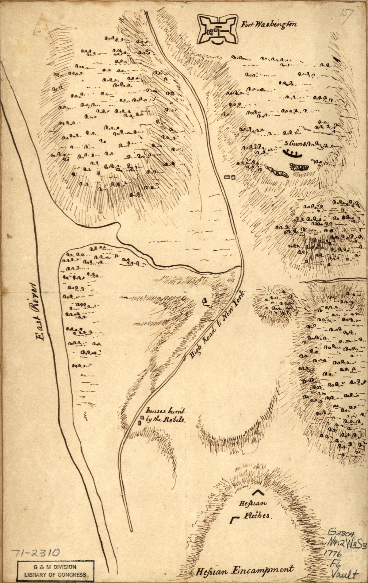 Fort Washington &amp; Vicinity in 1776 by Relic Map Company