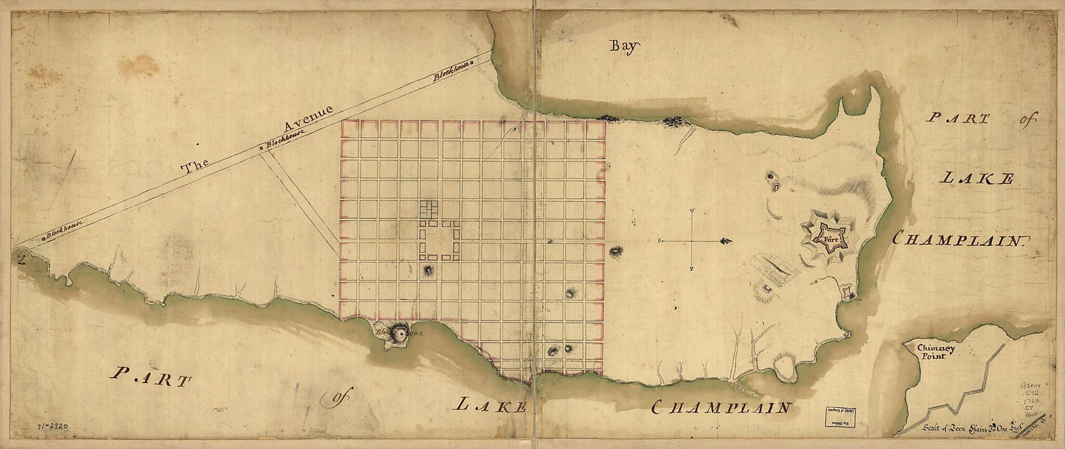 Crown Point &amp; Part of Lake Champlain 1768 by Relic Map Company