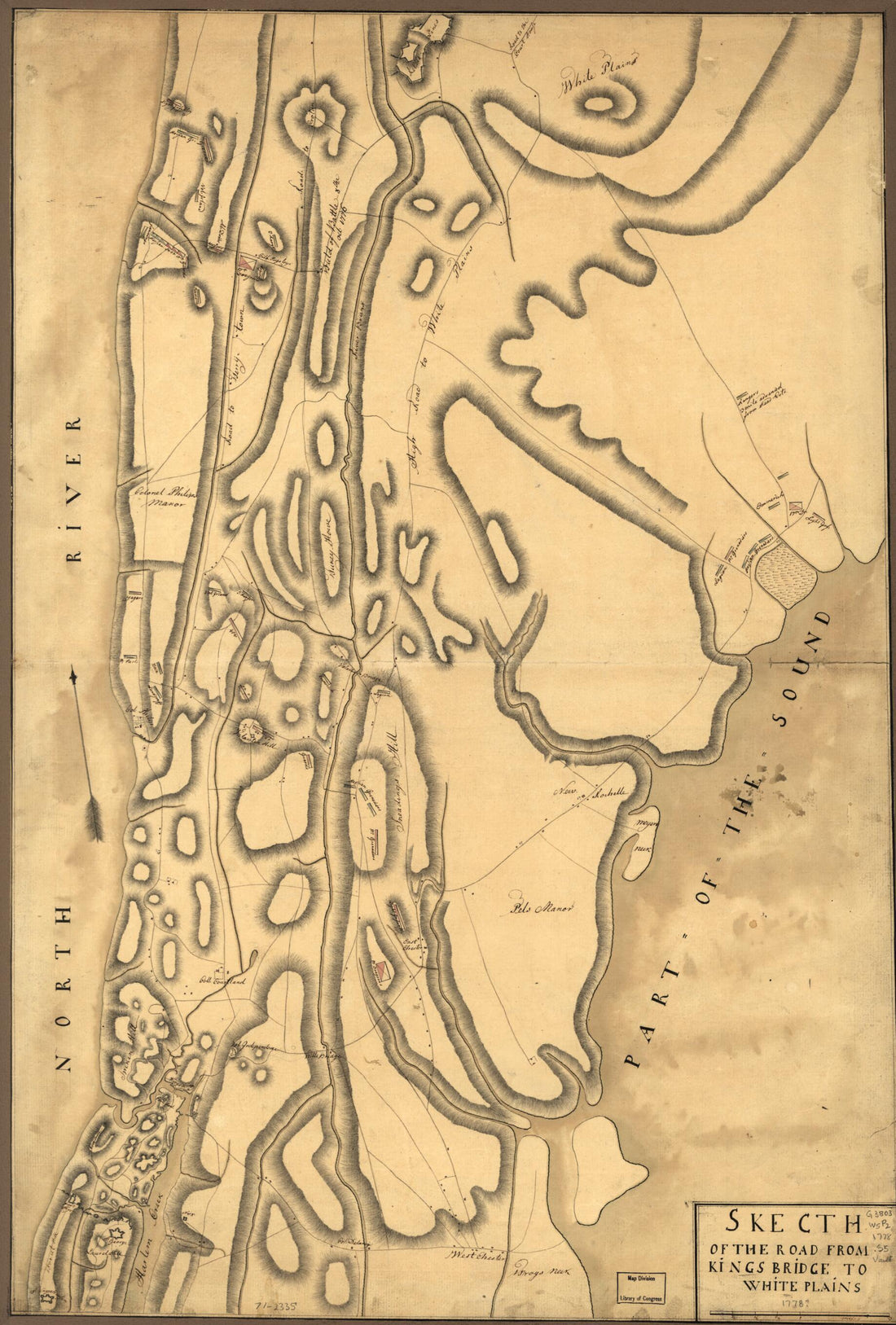 This old map of Skecth sic of the Road from Kings Bridge to White Plains from 1778 was created by  in 1778