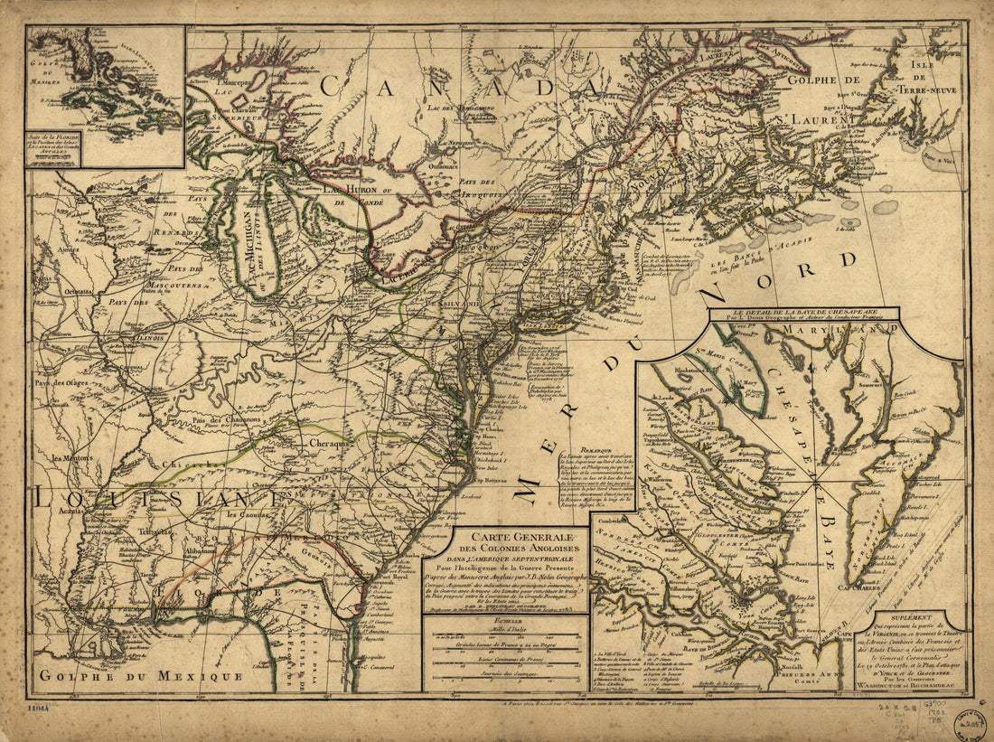 This old map of Carte Generale Des Colonies Angloises Dans L&