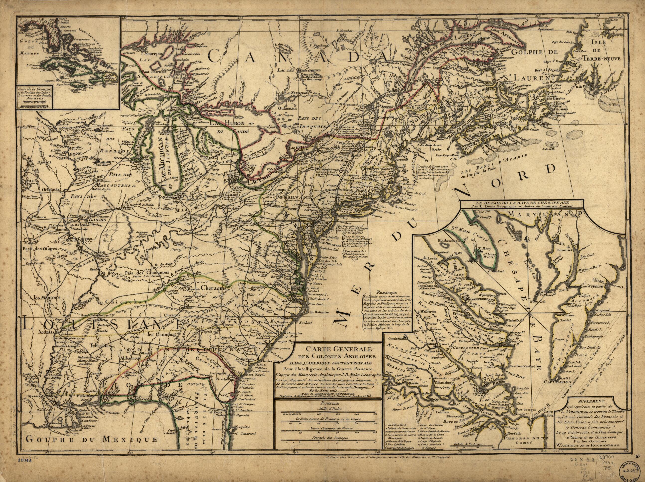 This old map of Carte Generale Des Colonies Angloises Dans L&