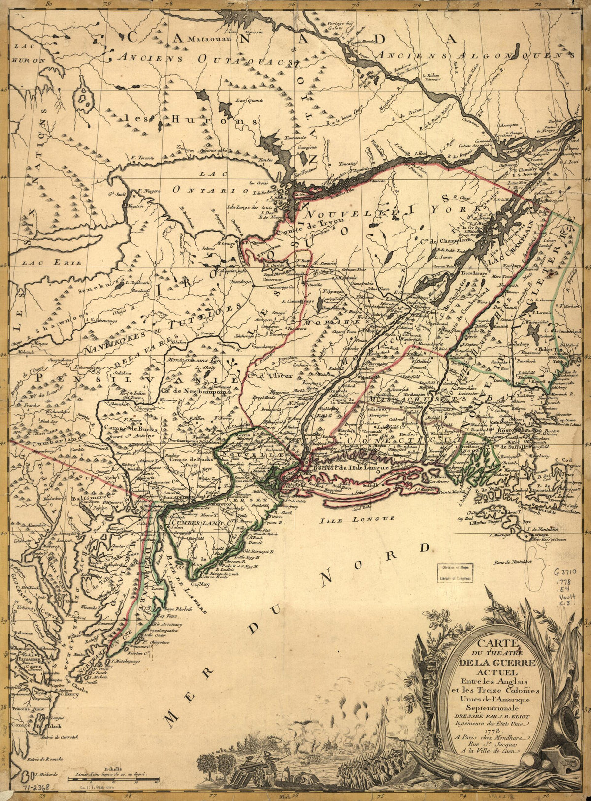 Carte Du Théatre De La Guerre Actuel Entre Les Anglais Et Les Treize Colonies Unies De L&