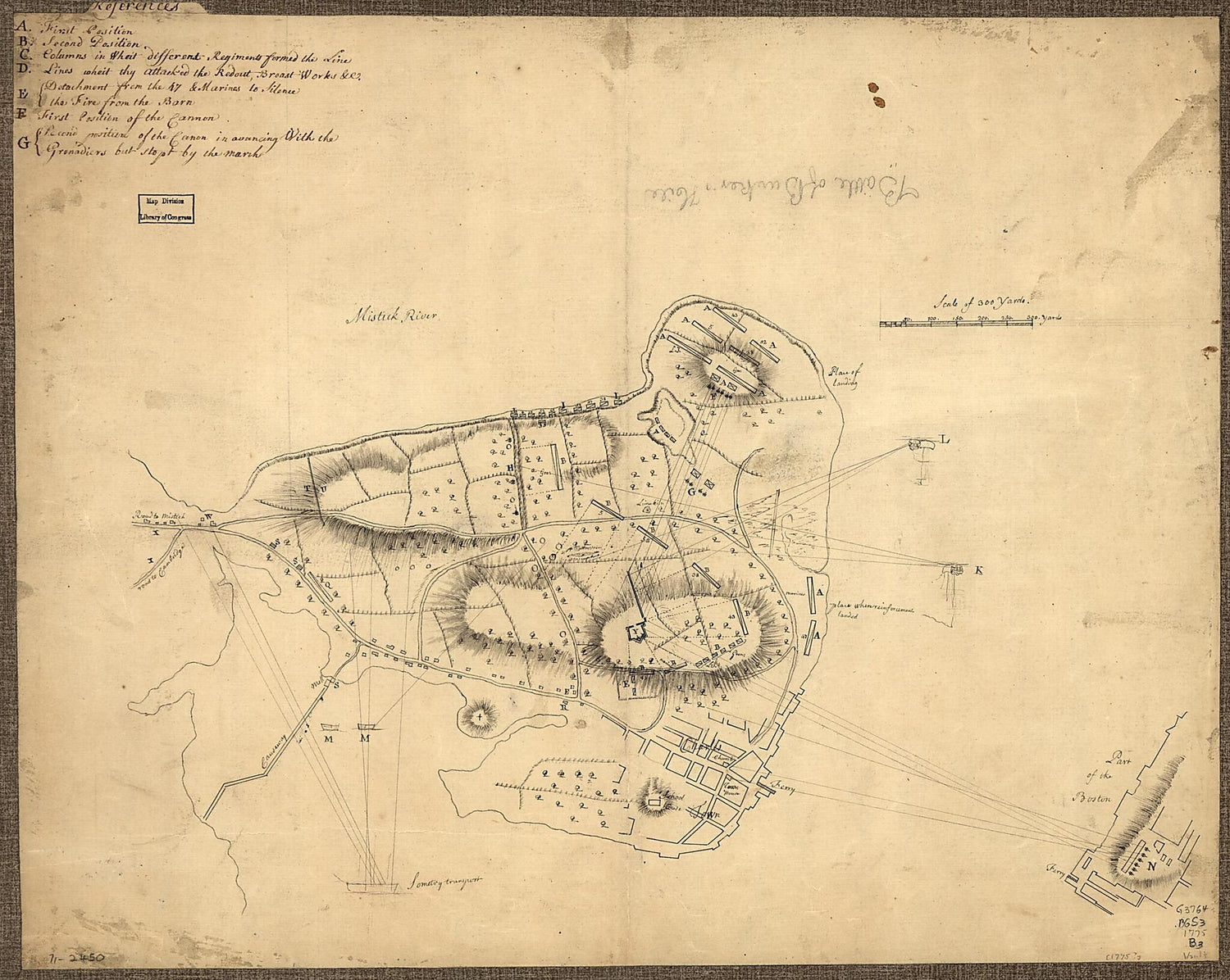 This old map of Battle of Bunker Hill from 1775 was created by  in 1775