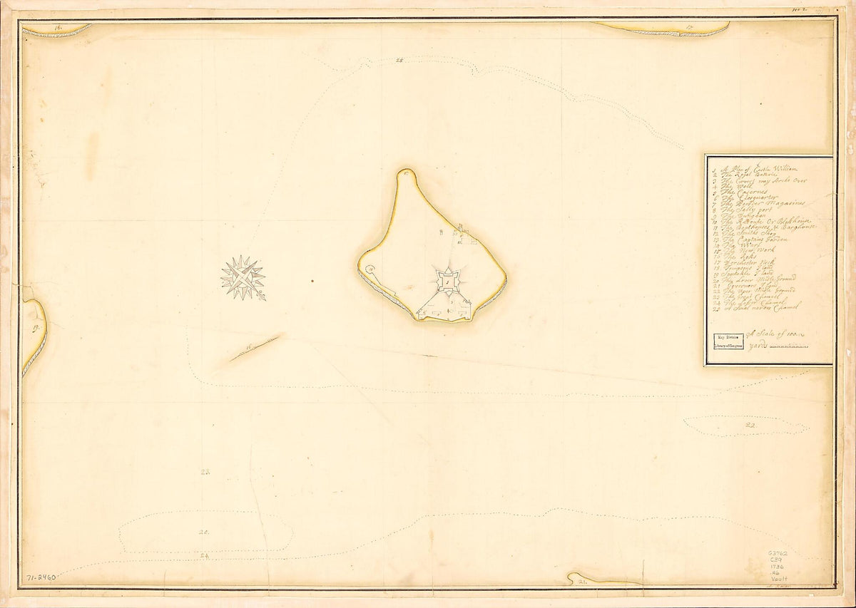 Castle William &amp; Vicinity 1736 by Relic Map Company