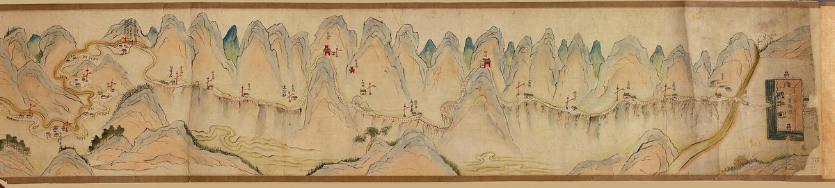 Shan Jing Shu Dao Tu (陝境蜀道圖, Annotated Road Map from Shaanxi to Sichuan) 1750 by Relic Map Company