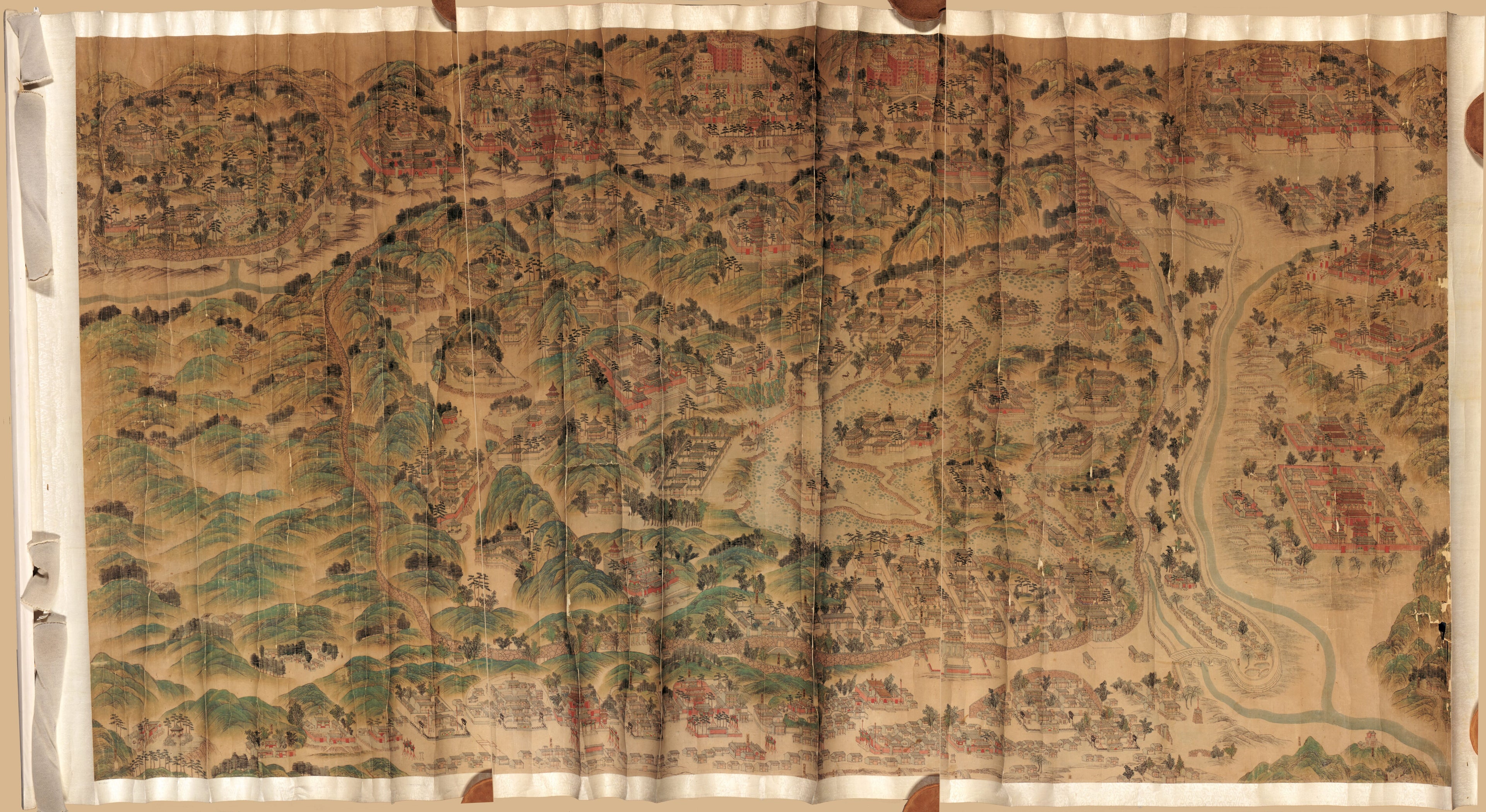 This old map of Rehe Xing Gong Quan Tu. ( 热河行宮全图。, Eye View of Rehe Imperial Palace) from 1736 was created by Arthur W. (Arthur William) Hummel in 1736