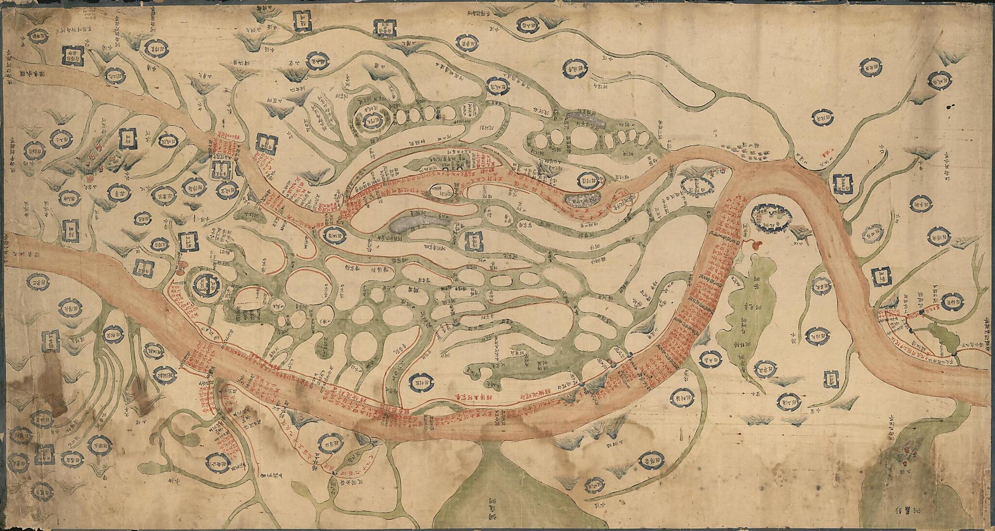 This old map of Hubei Sheng Sheng Chang Jiang, Han Shui Di Gong Tu. (湖北省长江, 汉水堤工图, the Embankment Map of the Yangtze River and the Han River In Hubei Province, Chang Jiang Tu) from 1821 was created by Arthur W. (Arthur William) Hummel