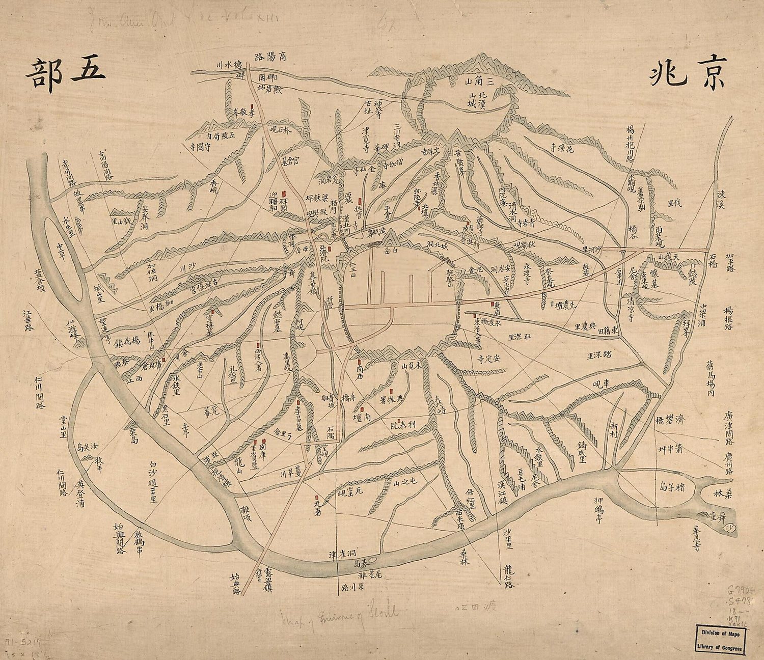 This old map of Kyŏngjo Obu from 1800 was created by  in 1800