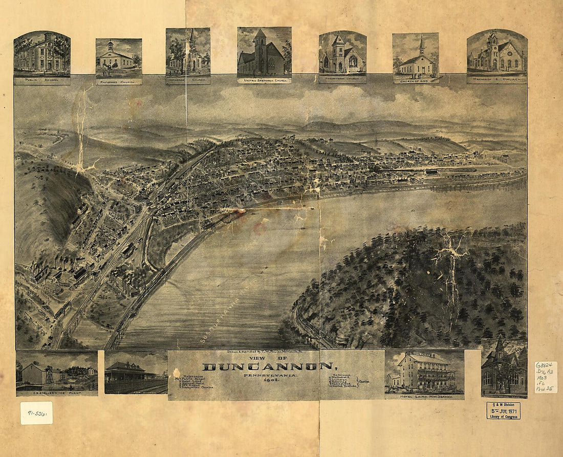 This old map of View of Duncannon, Pennsylvania from 1903 was created by T. M. (Thaddeus Mortimer) Fowler in 1903