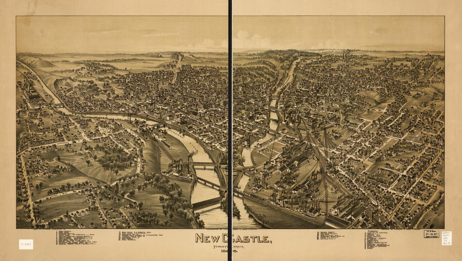 This old map of New Castle, Pennsylvania from 1896 was created by T. M. (Thaddeus Mortimer) Fowler, James B. Moyer in 1896