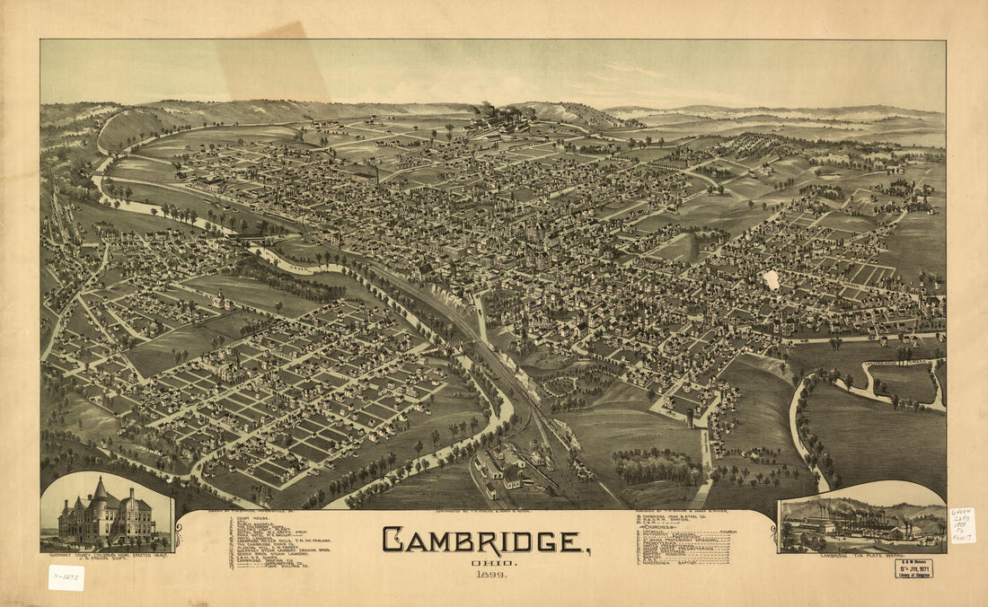 This old map of Cambridge, Ohio from 1899 was created by T. M. (Thaddeus Mortimer) Fowler, James B. Moyer in 1899