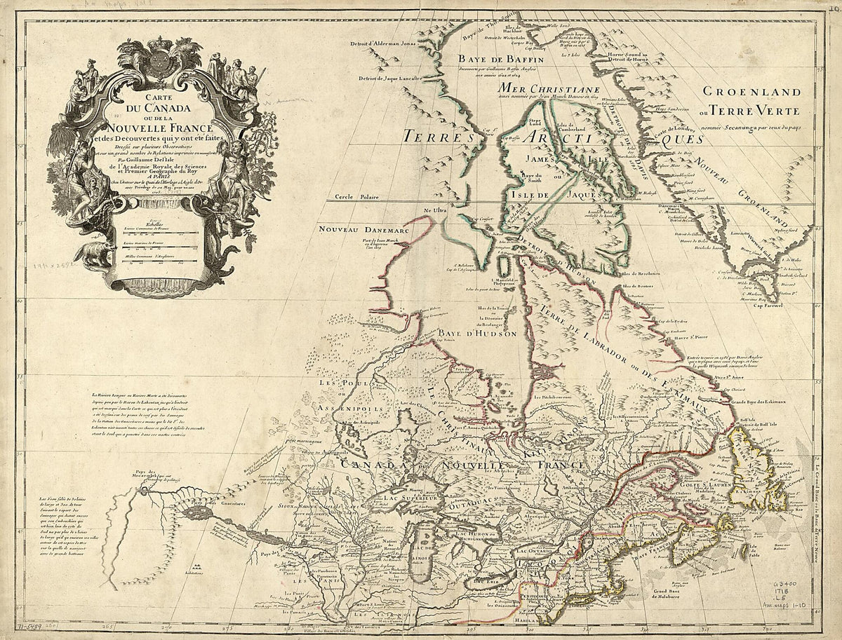 Carte Du Canada Ou De La Nouvelle France Et Des Decouvertes Qui Y Ont été Faites 1718 by Relic Map Company