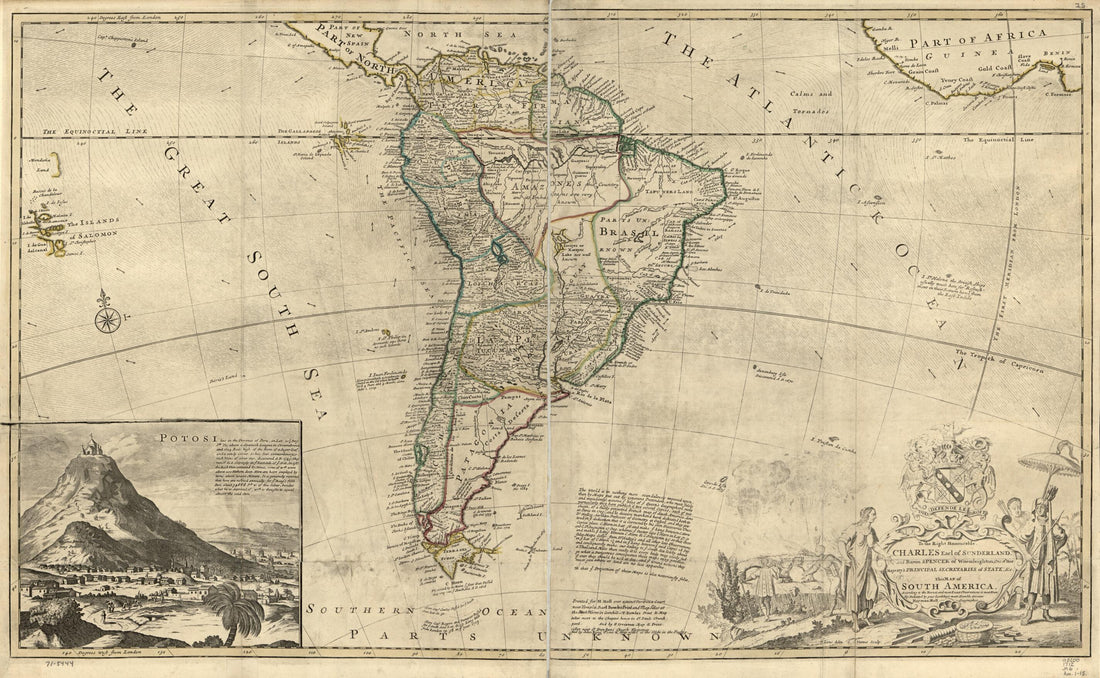 This old map of This Map of South America, According to the Newest and Most Exact Observations from 1712 was created by Bernard Lens, Herman Moll, George Vertue in 1712