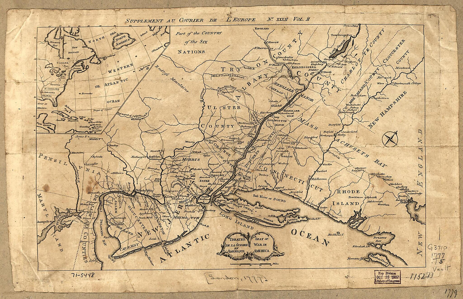This old map of Theatre De La Guerre En Amerique. Seat of War In America from 1777 was created by  in 1777