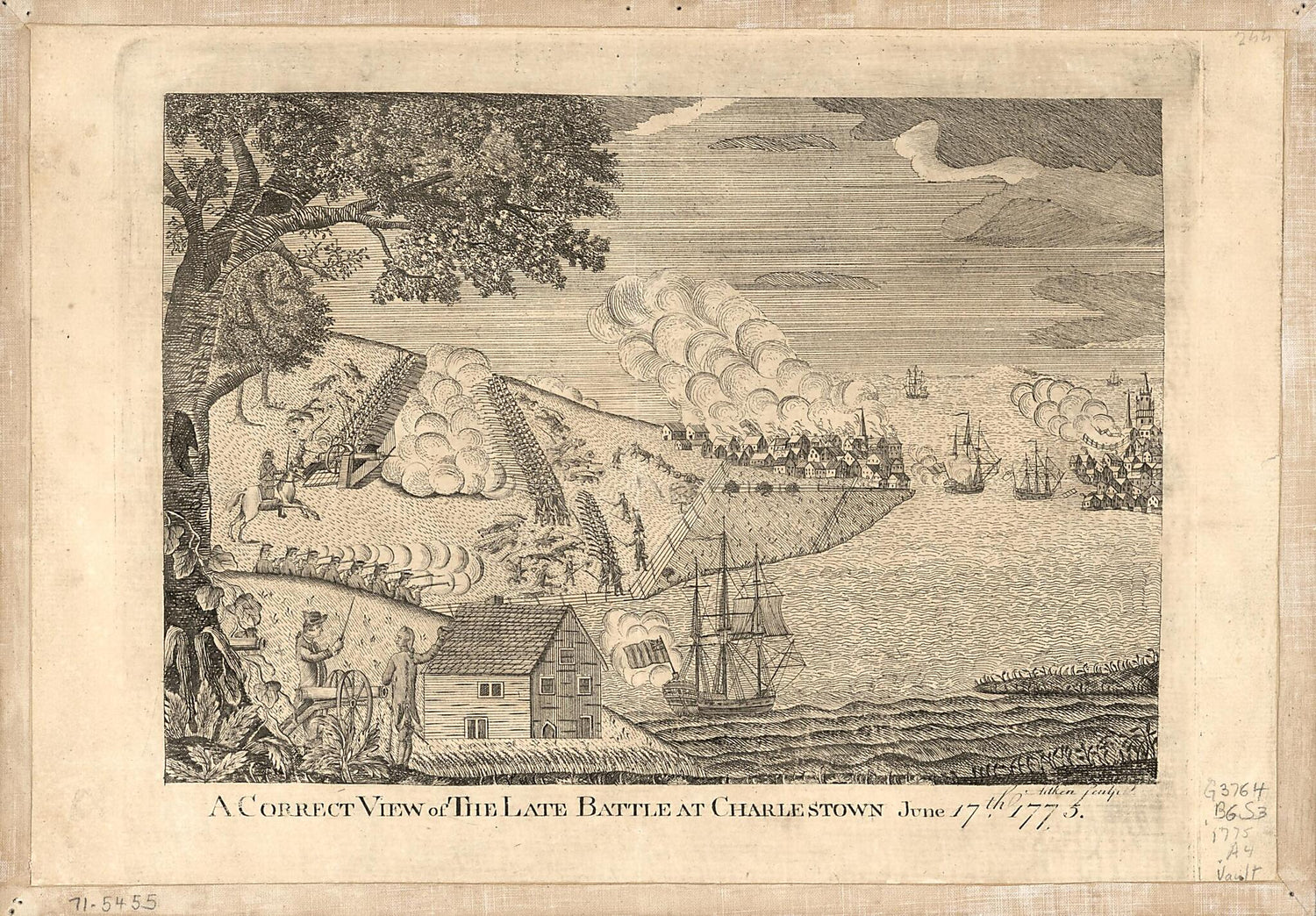 This old map of A Correct View of the Late Battle at Charlestown : June 17th, from 1775 (Correct View of the Late Battle at Charlestown) was created by Robert Aitken in 1775