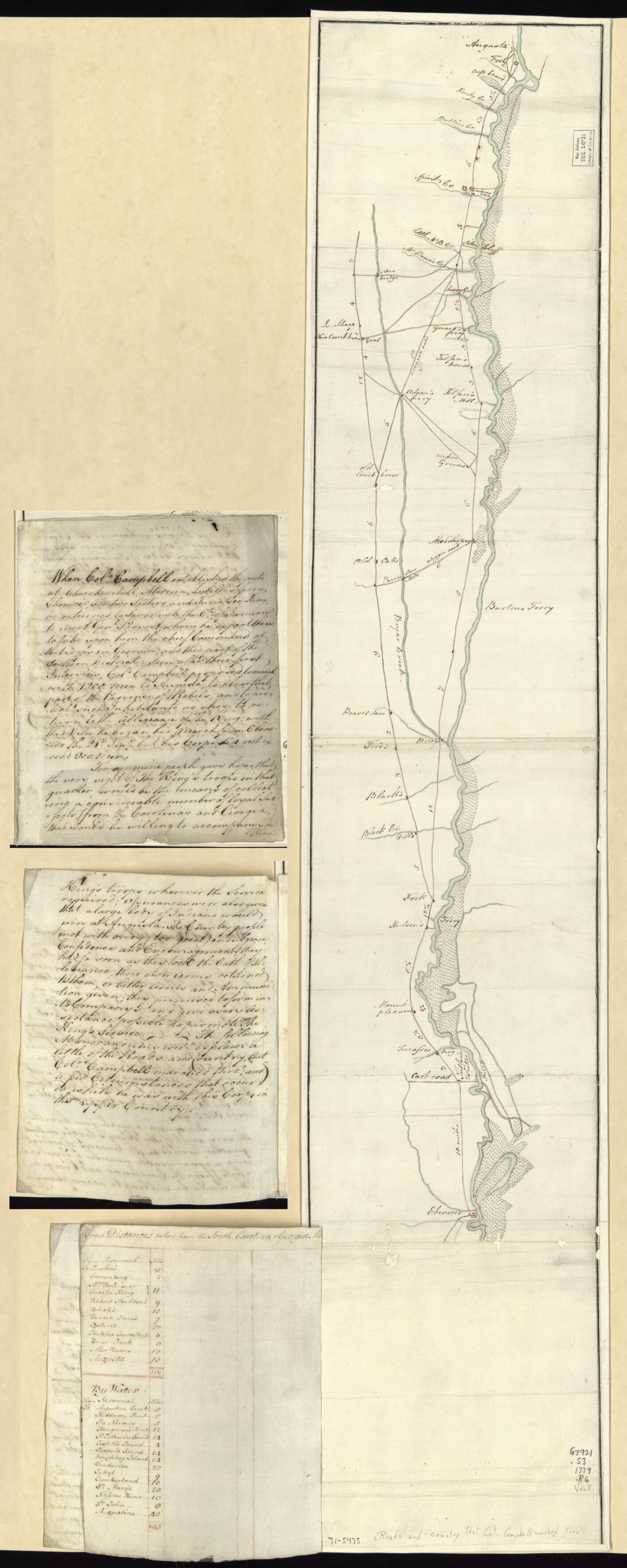 This old map of -Ebenezer to Augusta In Georgia from 1779 was created by Archibald Campbell in 1779