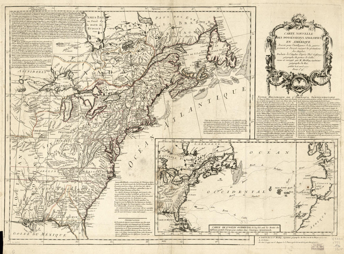 This old map of Carte Nouvelle Des Posséssions Angloises En Amérique, Dressée Pour L&