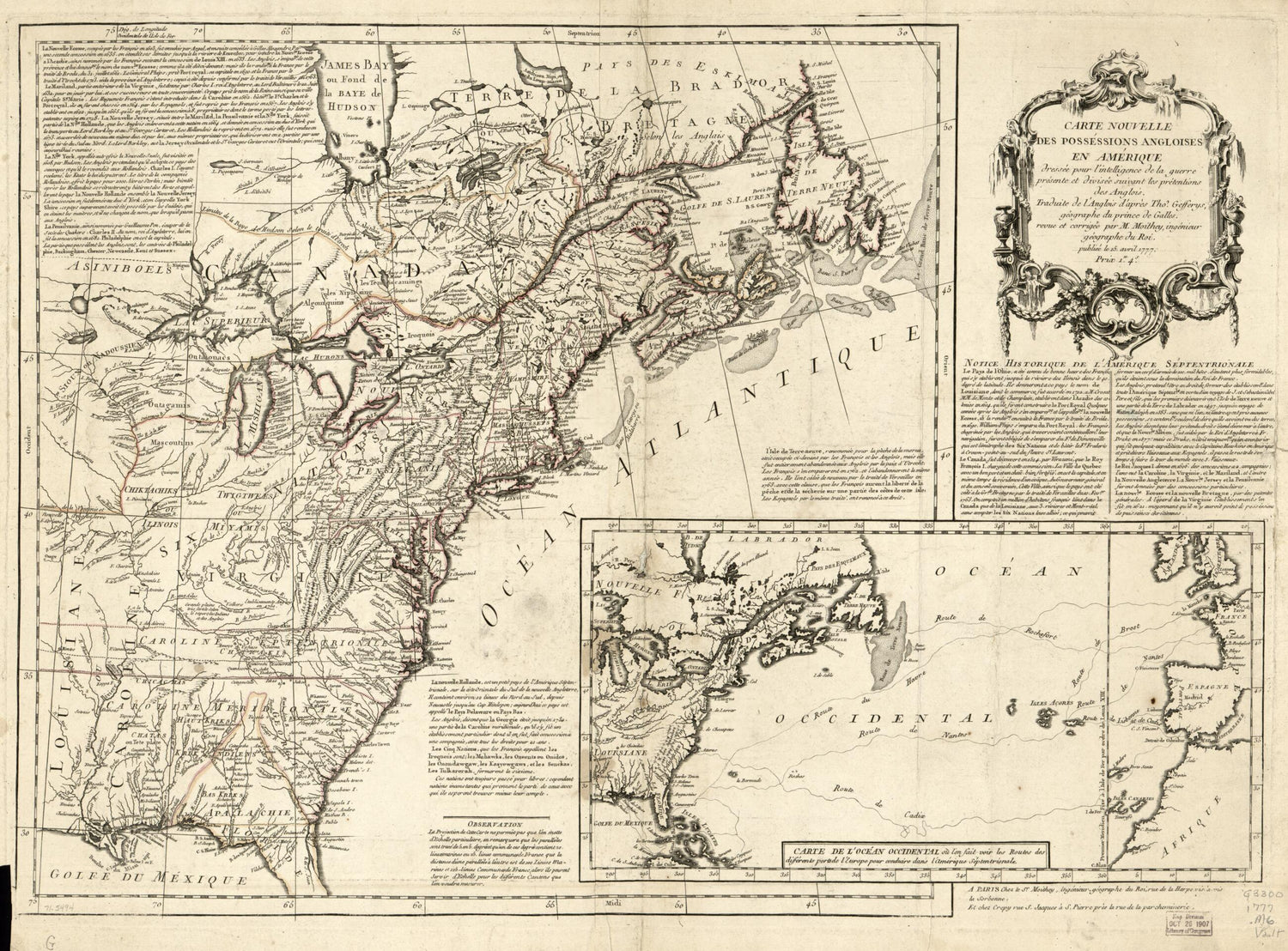 This old map of Carte Nouvelle Des Posséssions Angloises En Amérique, Dressée Pour L&
