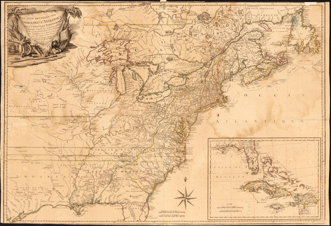 This old map of Carte Detaillée Des Possessions Angloises Dans L&