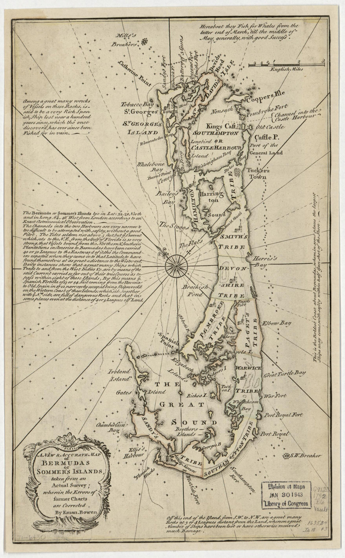 This old map of A New &amp; Accurate Map of Bermudas Or Sommer&