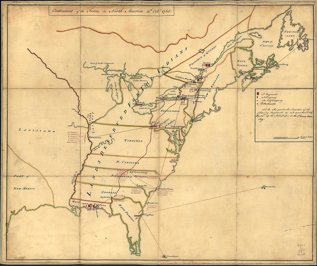 Cantonment of the Forces In North America 11th. Octr. 1765 by Relic Map Company