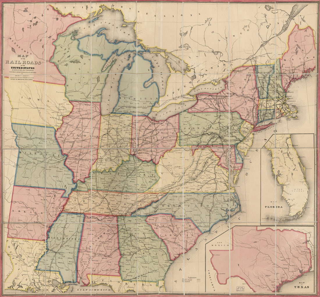 This old map of Map of the Railroads In the United States In Operation and Progress : to Accompany a Report from the Treasury Department (United States Rail Roads from 1852) was created by  Ackerman Lithr, Israel D. (Israel Dewolf) Andrews, Millard Fillm