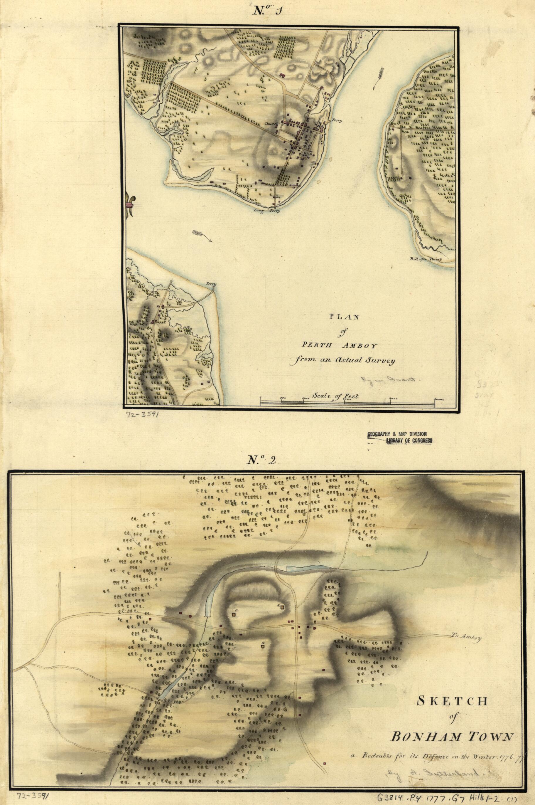 Bonham Map Plan of Perth Amboy from an Actual Survey. Sketch of Bonham Town from ...