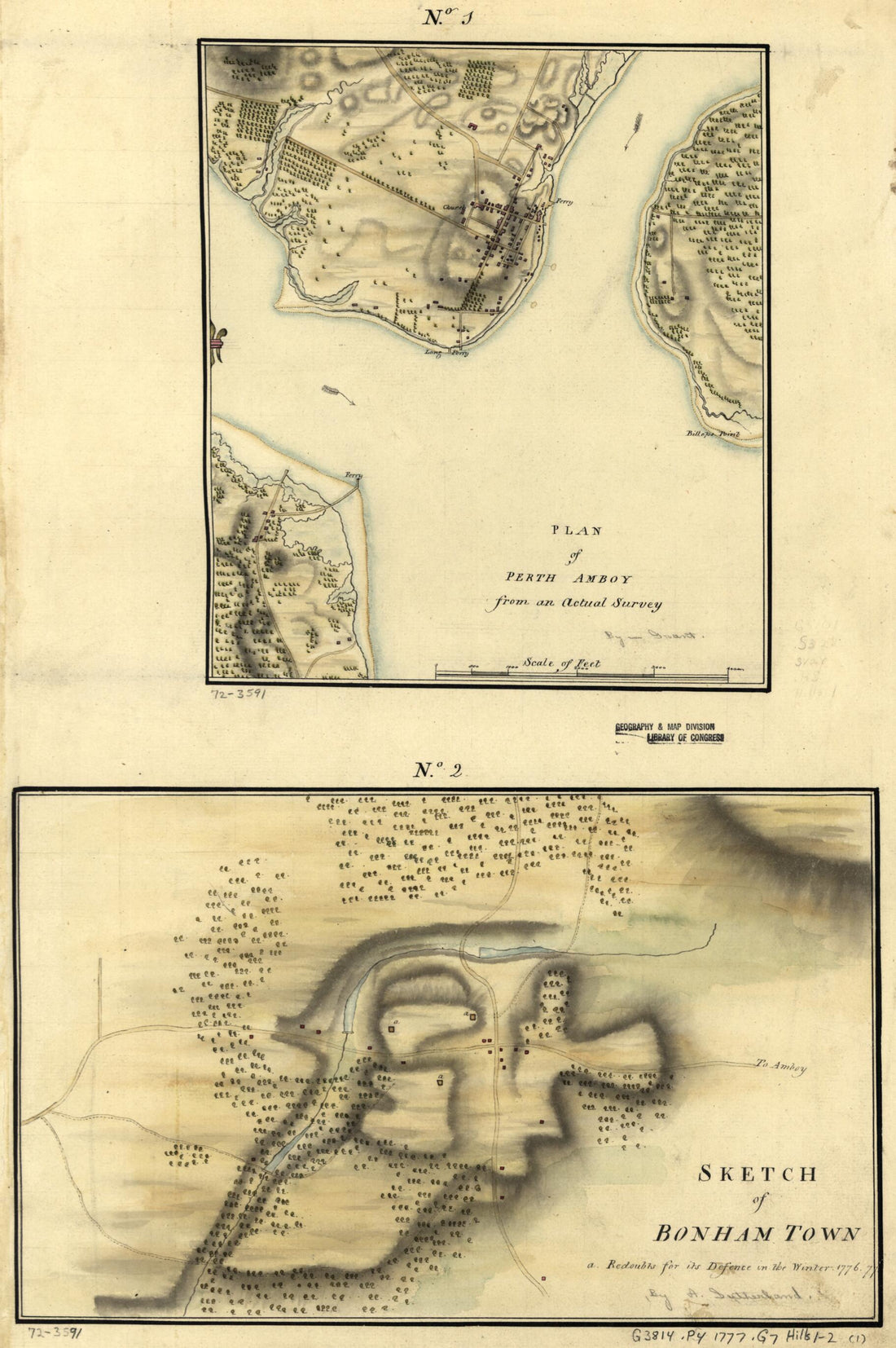 This old map of Plan of Perth Amboy from an Actual Survey. Sketch of Bonham Town from 1777 was created by Alexander [Sutherland, James Grant in 1777