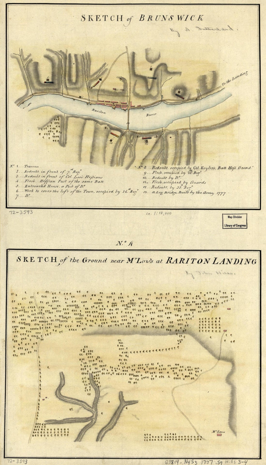 This old map of Sketch of Brunswick. Sketch of the Ground Near Mr. Low&