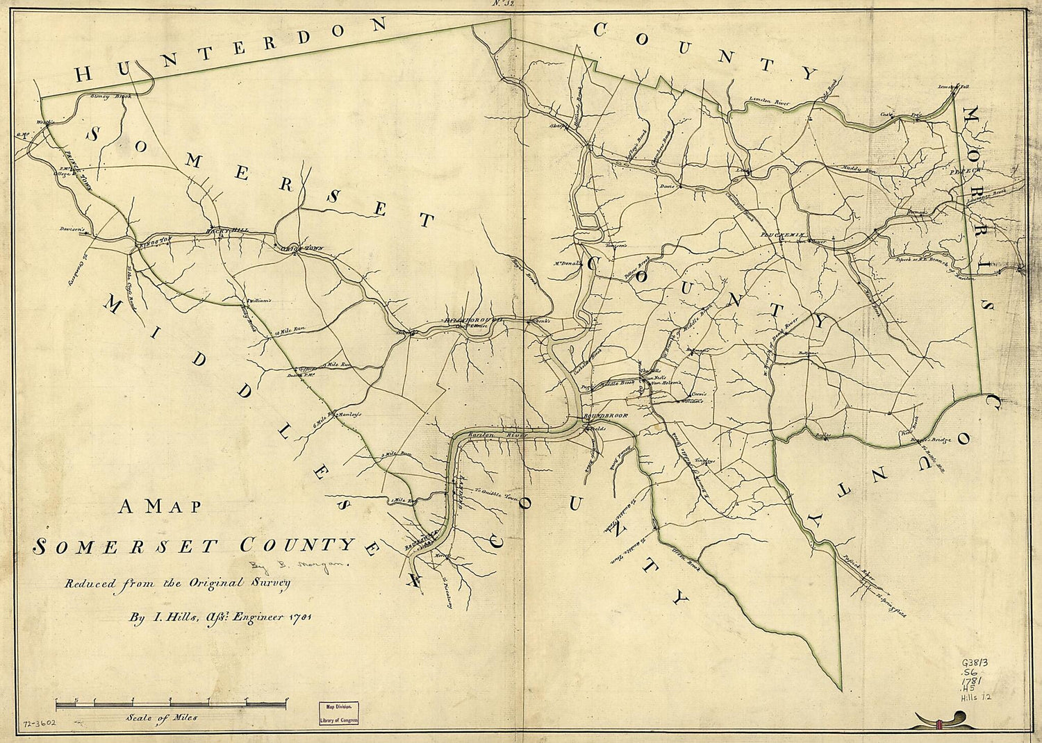 This old map of A Map, Somerset County from 1781 was created by John Hills, Benjamin Morgan in 1781