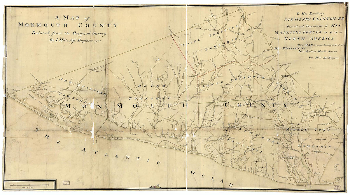A Map of Monmouth County in 1781 by Relic Map Company