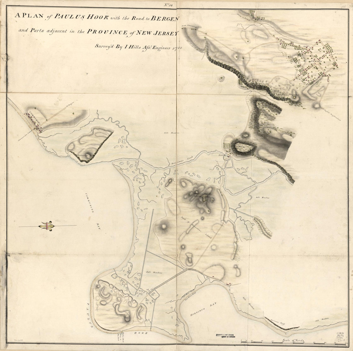 A Plan of Paulus Hook With the Road to Bergen and Parts Adjacent In the Province of New Jersey 1781 by Relic Map Company