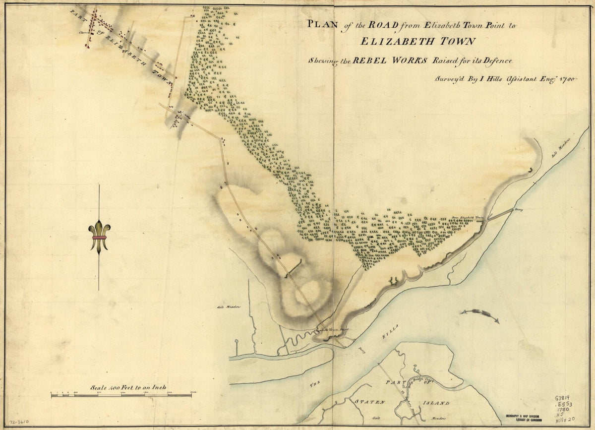 Plan of the Road from Elizabeth Town Point to Elizabeth Town : Shewing the Rebel Works Raised for Its Defence 1780 by Relic Map Company