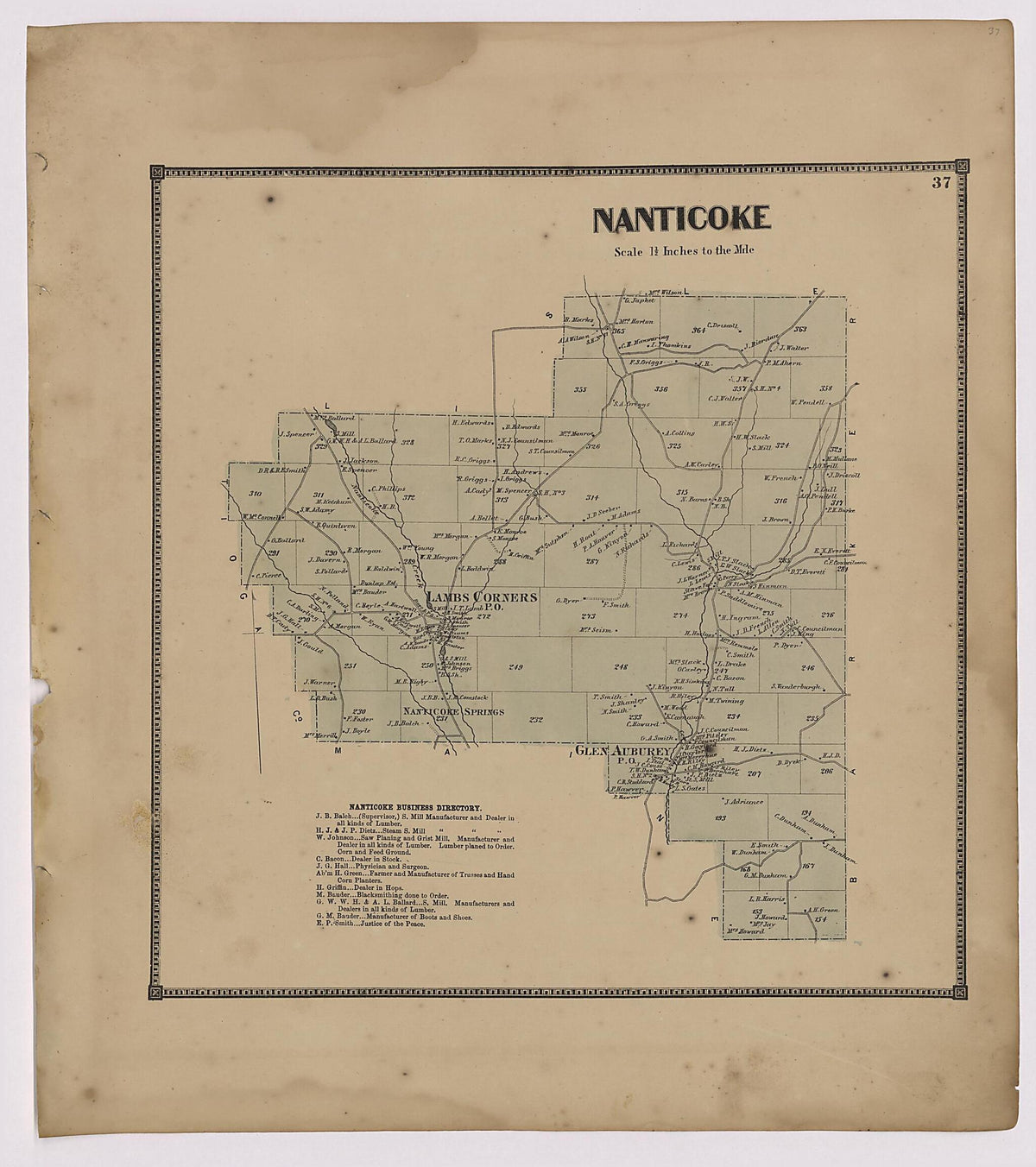 Nanticoke Township from New Topographical Atlas of Broome County, New York 1866 by Relic Map Company