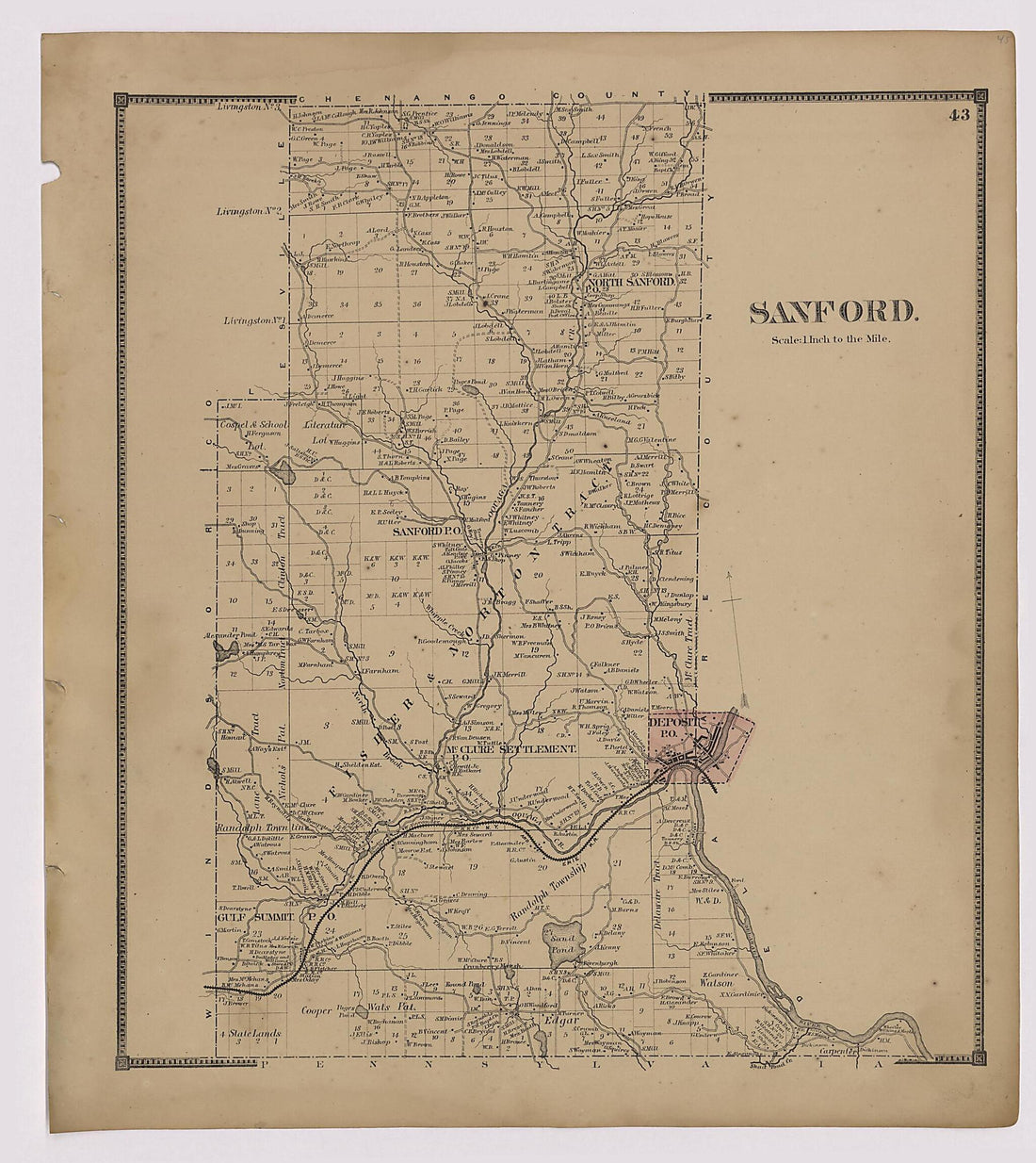 This old map of Image 24 of New Topographical Atlas of Broome County, New York from New Topographical Atlas of Broome County, New York from 1866 was created by  Stone &amp; Stewart in 1866