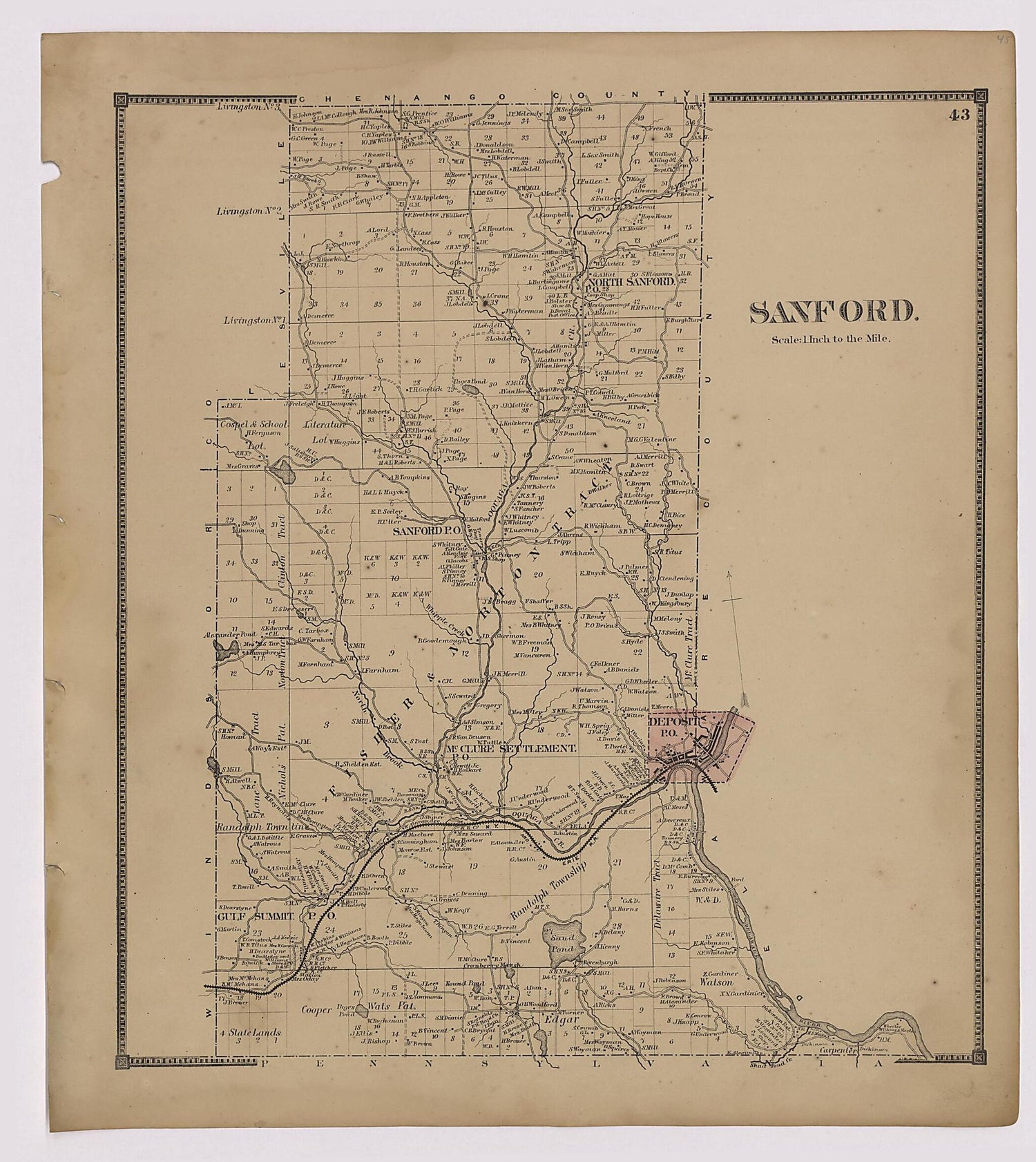 This old map of Image 24 of New Topographical Atlas of Broome County, New York from New Topographical Atlas of Broome County, New York from 1866 was created by  Stone &amp; Stewart in 1866