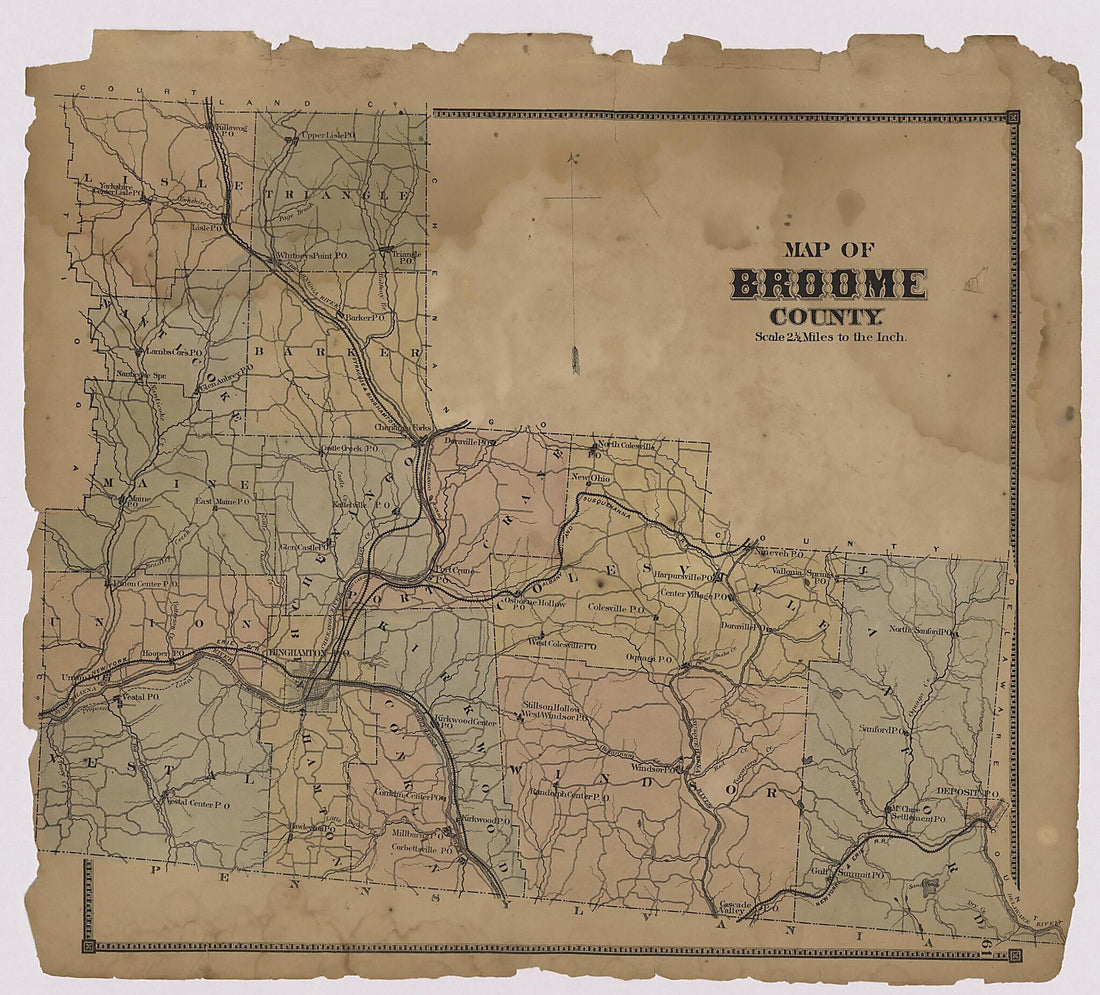 This old map of Image 35 of New Topographical Atlas of Broome County, New York from New Topographical Atlas of Broome County, New York from 1866 was created by  Stone &amp; Stewart in 1866