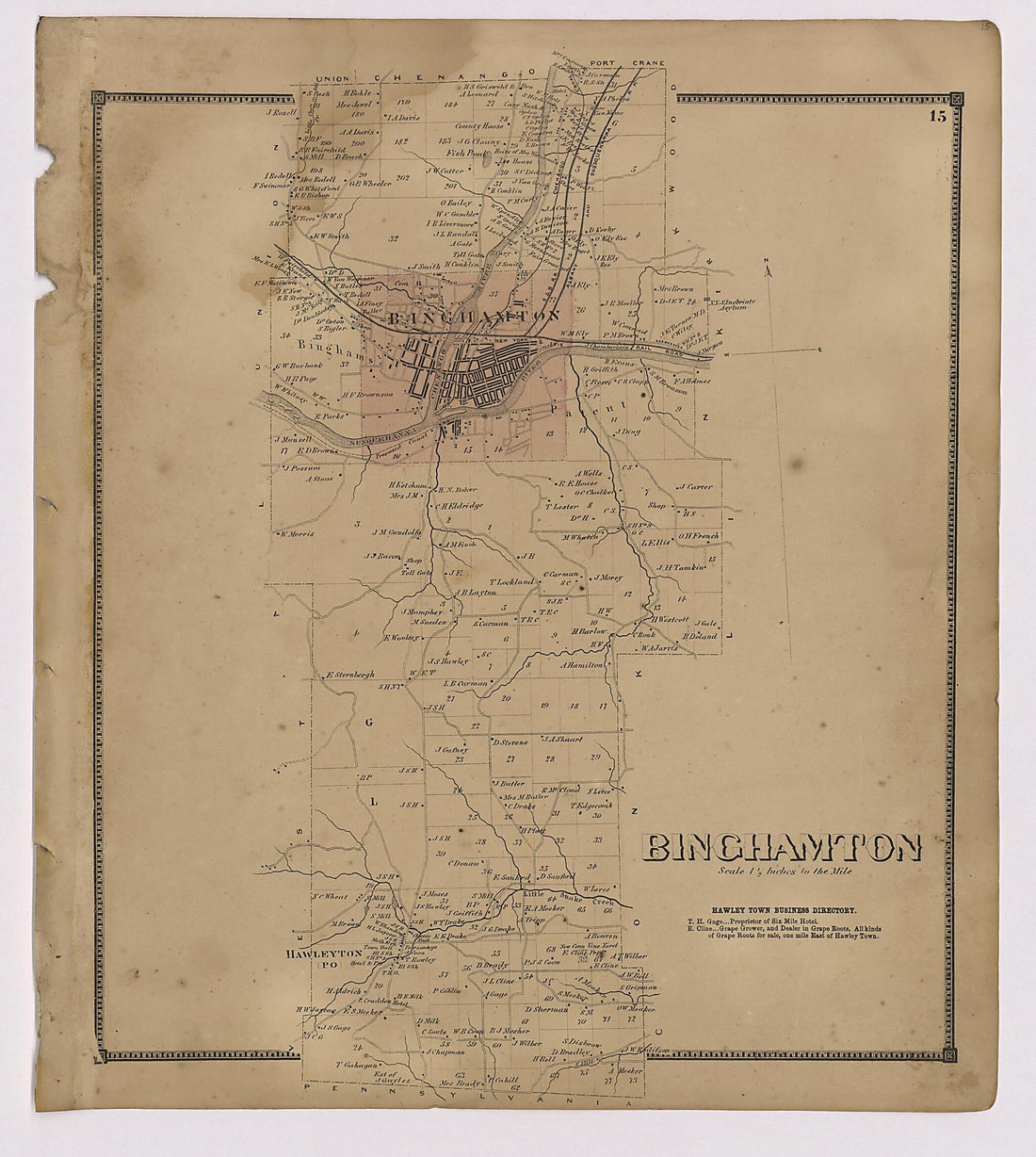 This old map of Image 9 of New Topographical Atlas of Broome County, New York from New Topographical Atlas of Broome County, New York from 1866 was created by  Stone &amp; Stewart in 1866