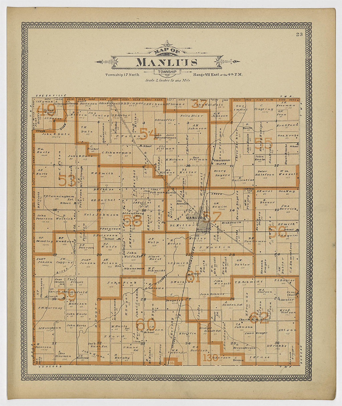 Manlius Township from Atlas of Bureau County, Illinois 1905 by Relic Map Company