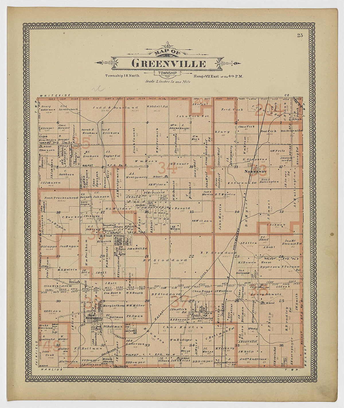 Greenville Township from Atlas of Bureau County, Illinois 1905 by Relic Map Company