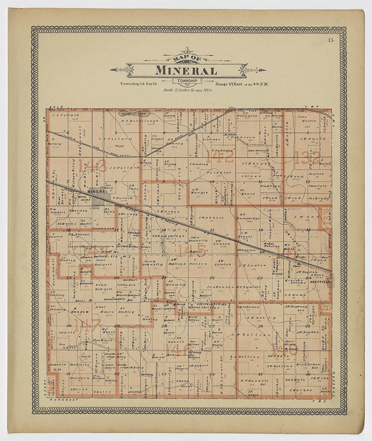 Mineral Township from Atlas of Bureau County, Illinois 1905 by Relic Map Company