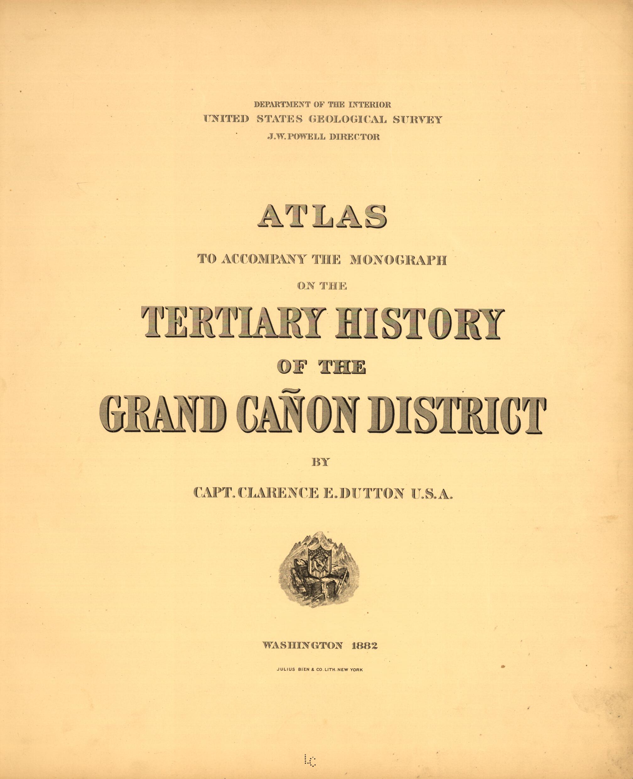 This old map of Tertiary History of the Grand Cañon District, With Atlas, from 1882 was created by Clarence E. (Clarence Edward) Dutton in 1882