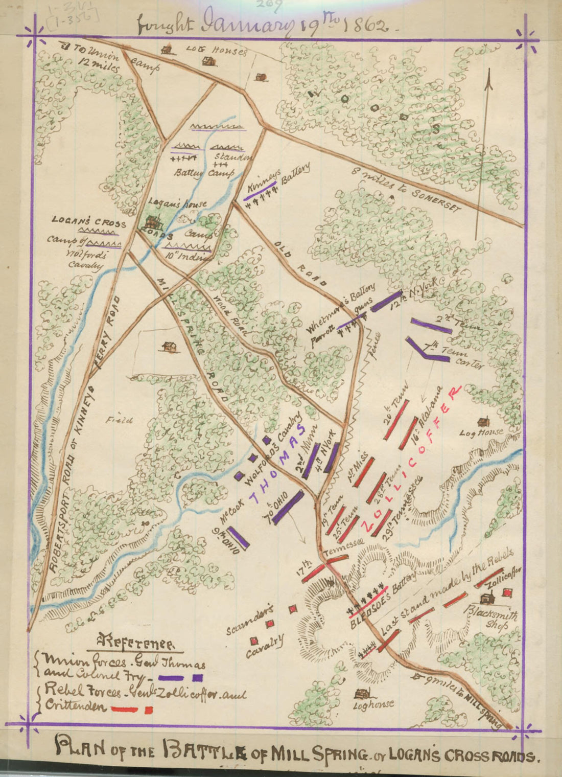 This old map of Plan of the Battle of Mill Spring Or Logan&