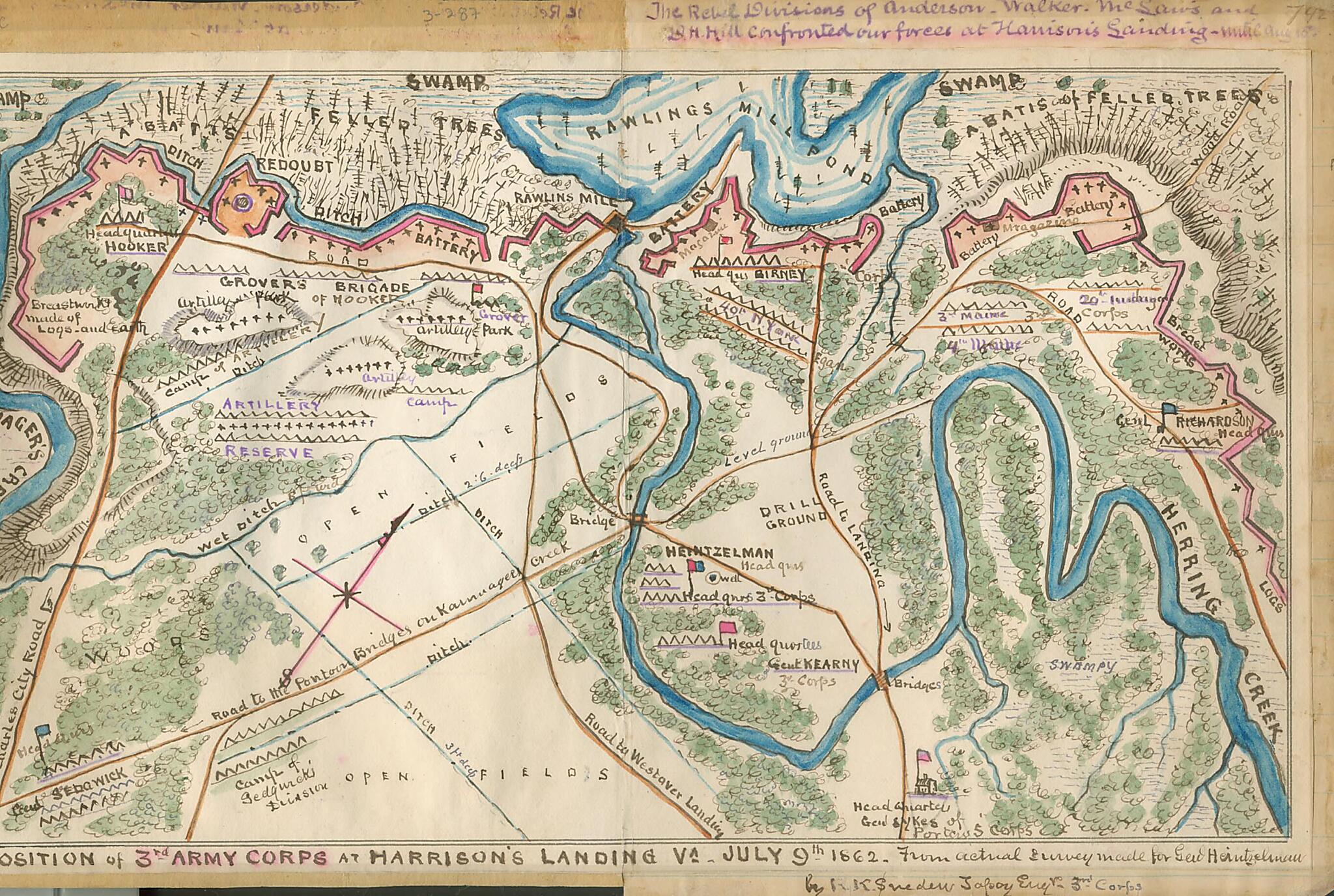 This old map of Position of 3rd Army Corps at Harrison&