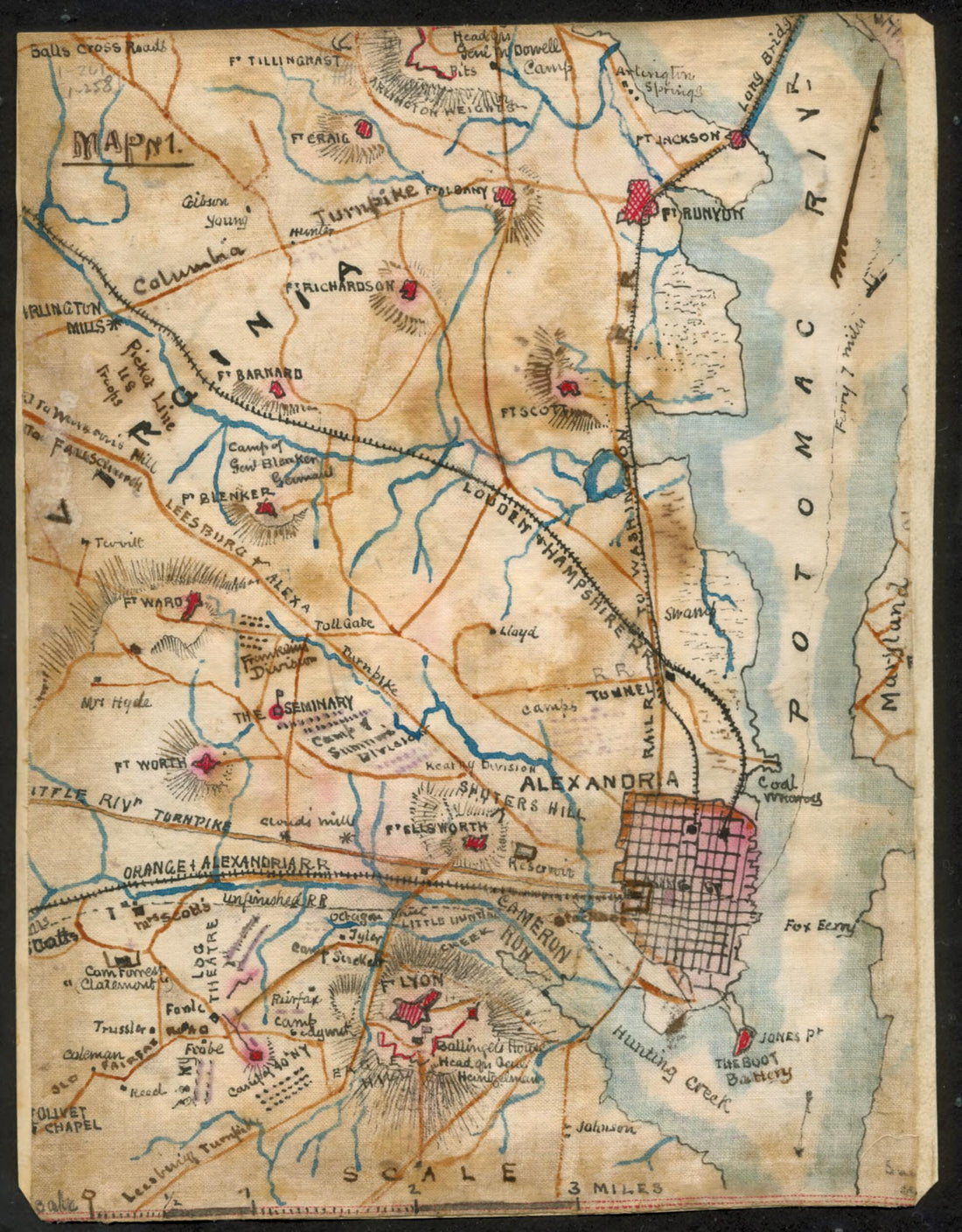 This old map of Map of Alexandria, Virginia from 1861 was created by Robert Knox Sneden in 1861