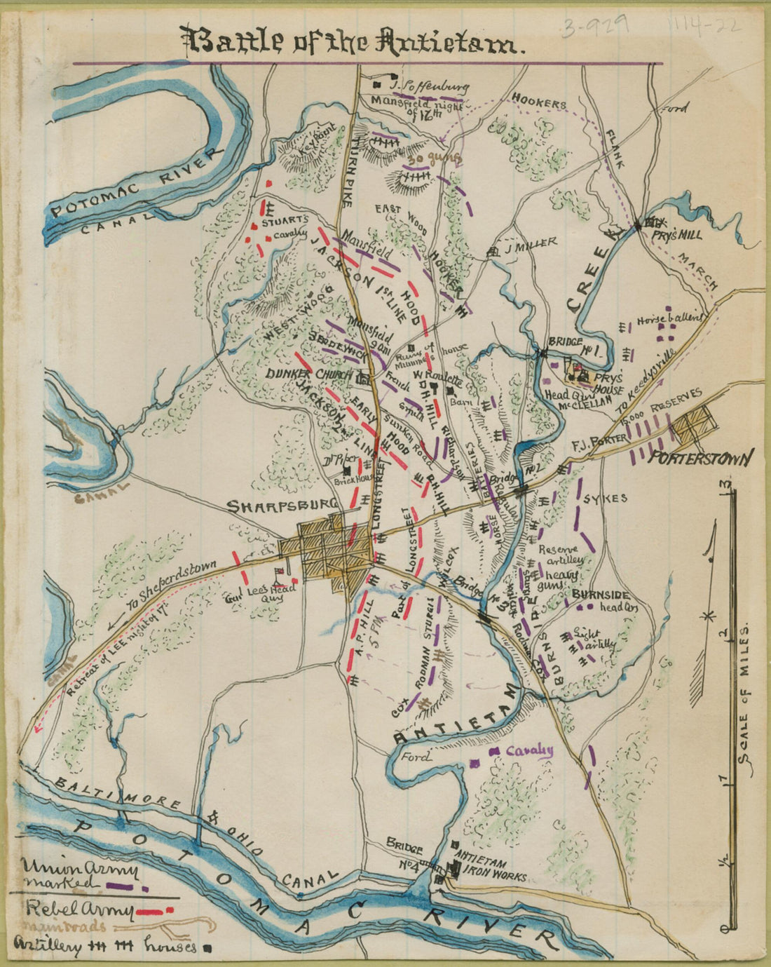 This old map of Battle of the Antietam from 09-17 was created by Robert Knox Sneden in 09-17