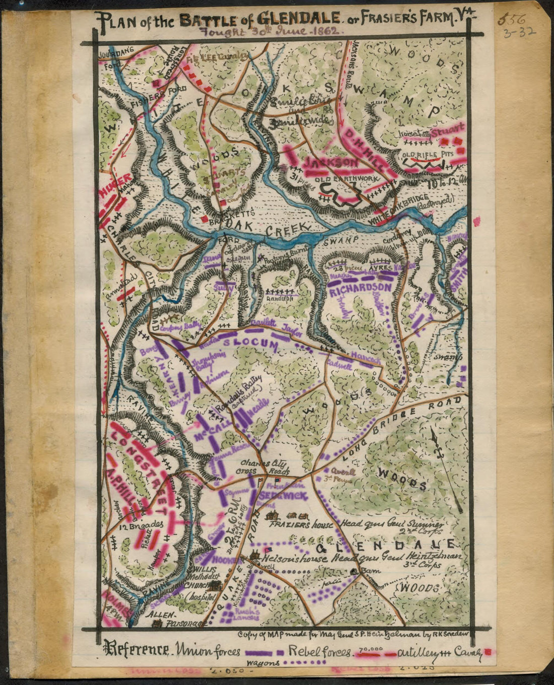 This old map of Plan of the Battle of Glendale Or Frasier&