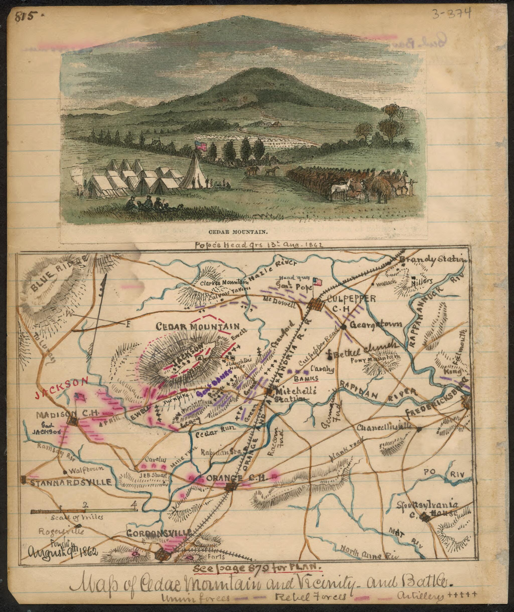 This old map of And Battle from 08-09 was created by Robert Knox Sneden in 08-09