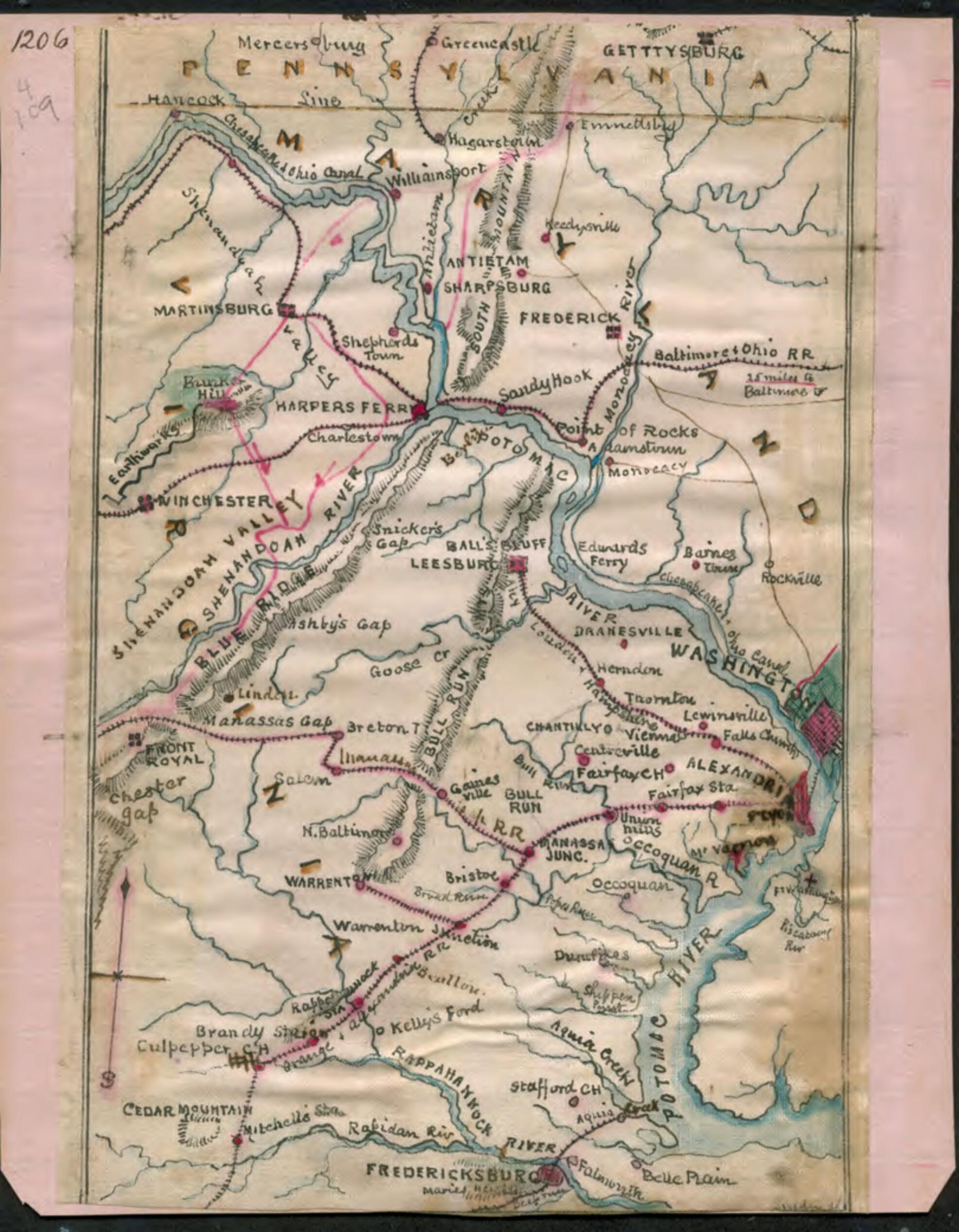 This old map of Map of the Potomac River from 1861 was created by Robert Knox Sneden in 1861