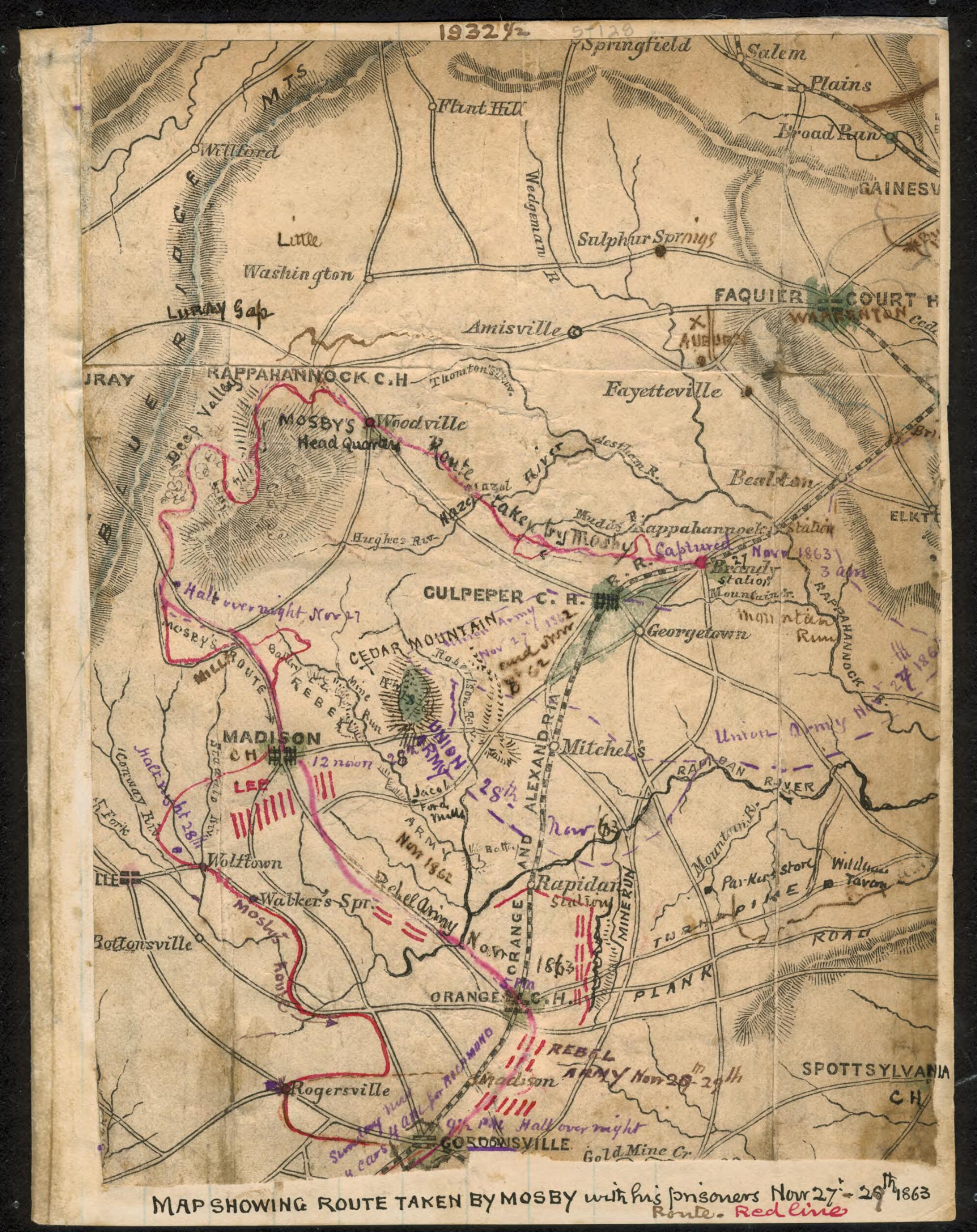 This old map of 29th, 1863 from 11-27 was created by Robert Knox Sneden in 11-27